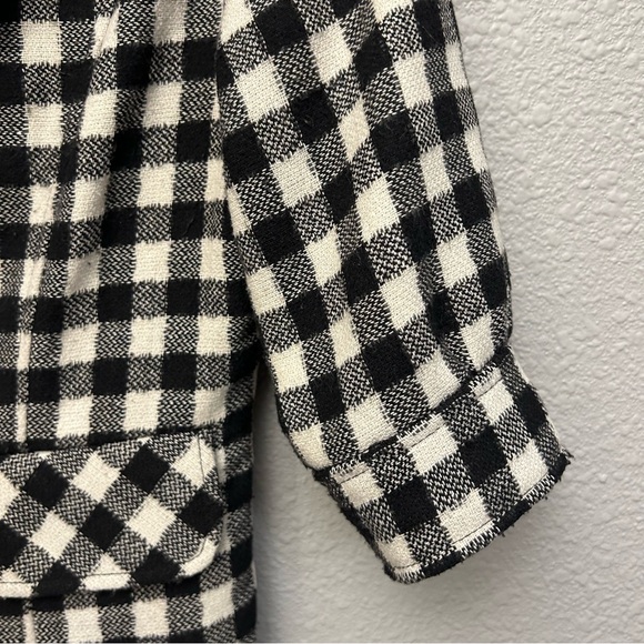Anthropologie Burlapp Size 4 Wool Blend Black and cream checkered jacket - Picture 4 of 16